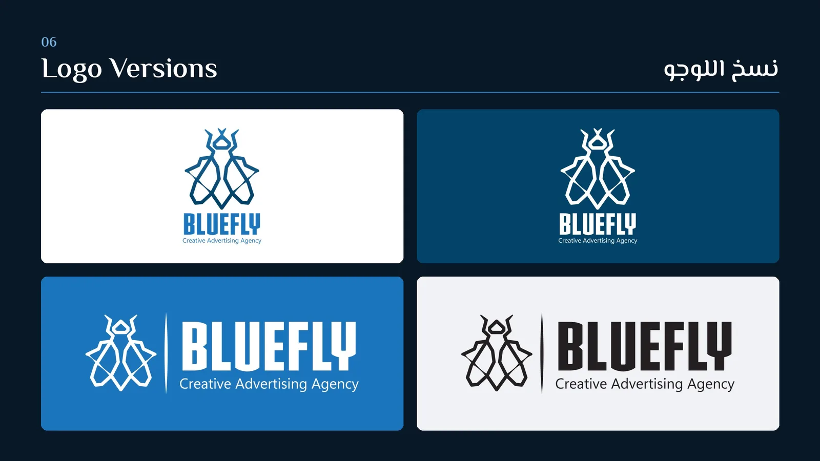 BlueFly logo design: Logo versions