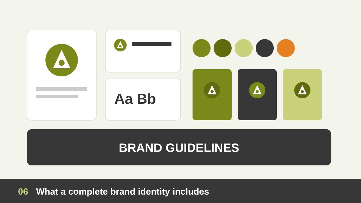 Brand identity system: logo, color palette, typography, stationery, social media templates and brand guidelines