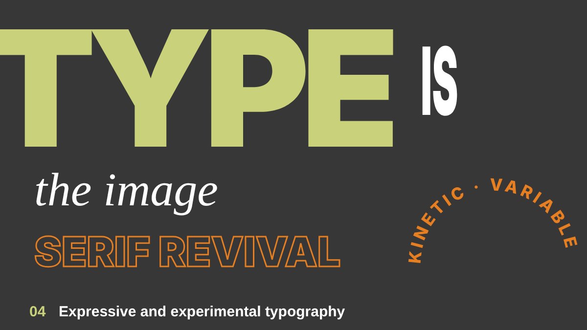 Expressive typography trend 2026: oversized bold type, stretched letters, custom lettering and serif revival