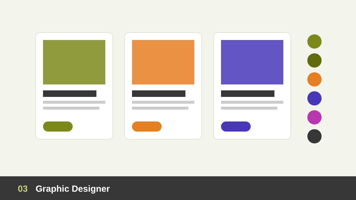 Graphic designer creating several layout concepts with a brand color palette