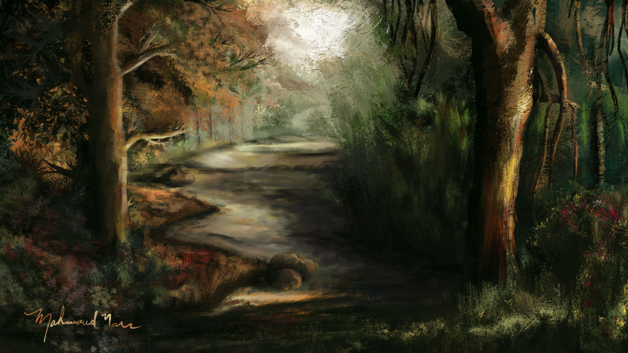 Landscape the tree road
