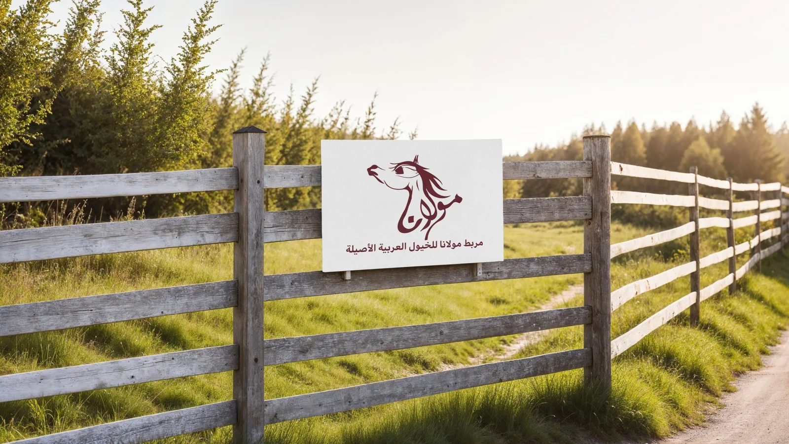 Maulana Stud logo design: Mockup, fence sign