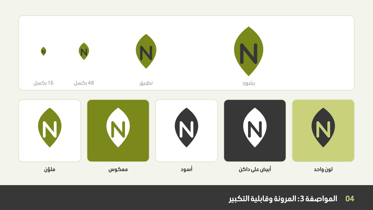 لوجو مرن وقابل للتكبير: العلامة نفسها بمقاس أيقونة المتصفح وأيقونة التطبيق والبيلبورد، مع نسخ ملونة وبلون واحد وأسود ومعكوسة