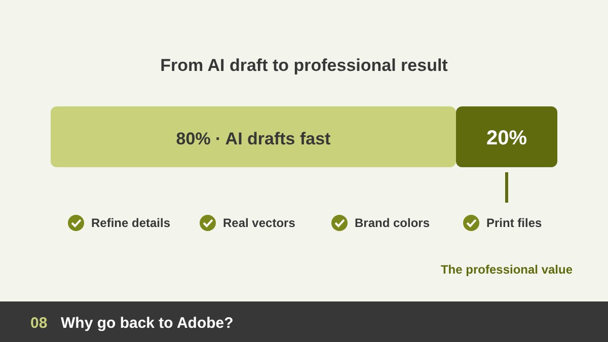 Why graphic designers still need Photoshop and Illustrator to finish and control AI-generated work